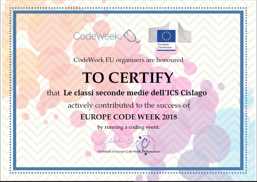 certificato eu code week 2018